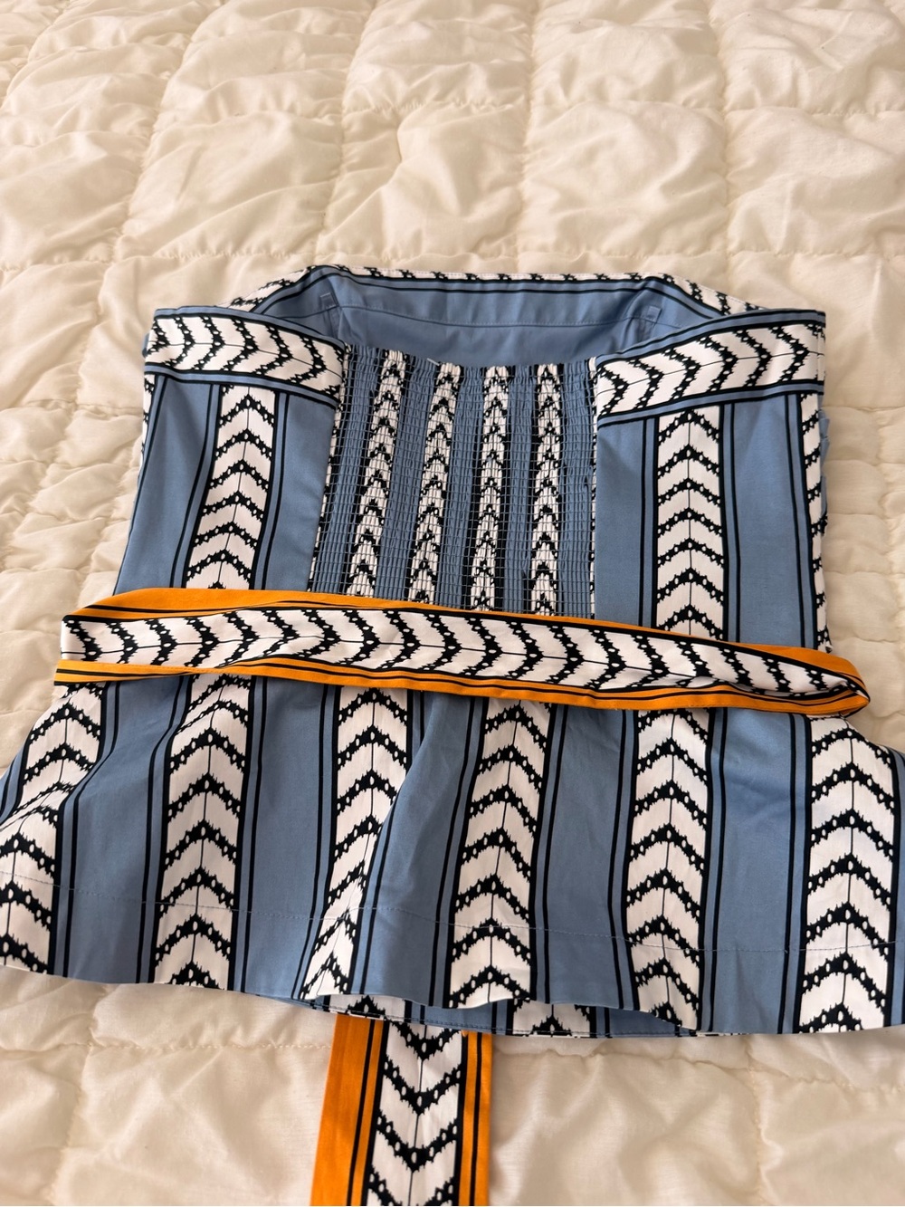 Women's Blue Striped High-Waist Corset with Contrast Belt - Picture 7 of 13